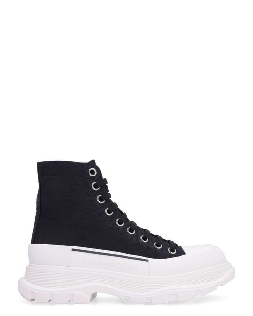 Alexander McQueen Blue Canvas Tread Slick Sneakers