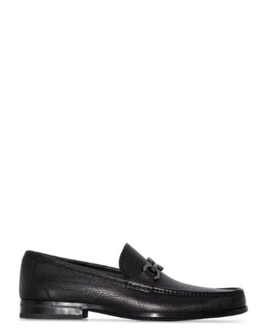 Ferragamo Black Elegant 100% Leather Moccasins Loafer for men