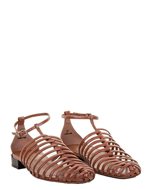 Tod's Brown Calfskin Strap Sandal