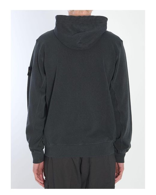 Stone Island Gray Slub-Effect Hoodie for men