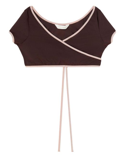 Palm Angels Red Cap-Sleeves Bikini Top