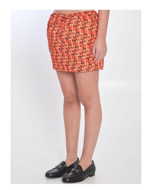 Gucci Orange Printed Mini Skirt