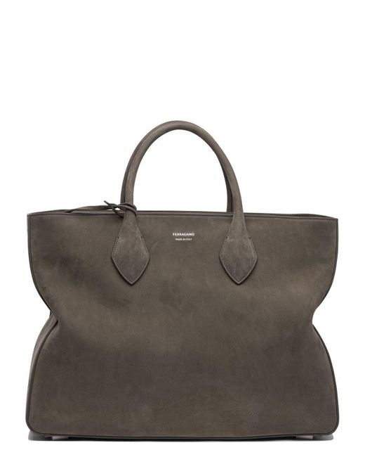 Ferragamo Brown Leather Tote Bag for men