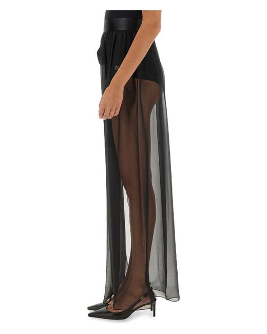 Dolce & Gabbana Brown Silk Chiffon Long Skirt