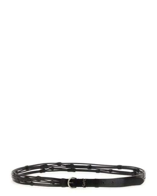 Saint Laurent White Croissant De Lune Belt for men