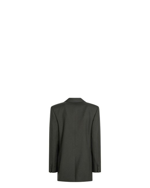 Saint Laurent Black Single-Breasted Khaki Wool Jacket