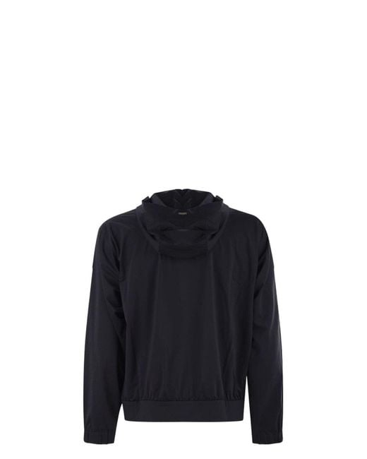 Herno Black Hoodie With Zip for men