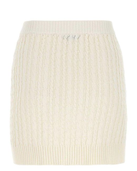 ミニスカート PRADA Ivory cotton blend mini skirt (21421S2311204 F0304) PRADA Ivory cotton blend mini skirt (21421S2311204 F0304
