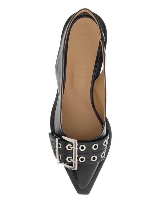 Ganni Black Feminine Buckle Slingback Sandal