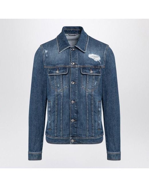 Dolce & Gabbana Blue Dolce&Gabbana Denim Jacket With Wear for men