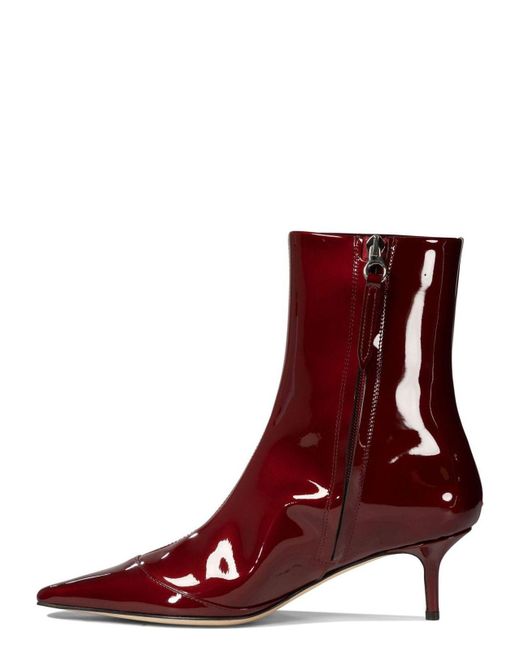 Aeyde Red "Roe" Patent Leather Ankle Boots