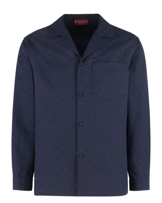 Gucci Blue Gg Fabric Overshirt for men