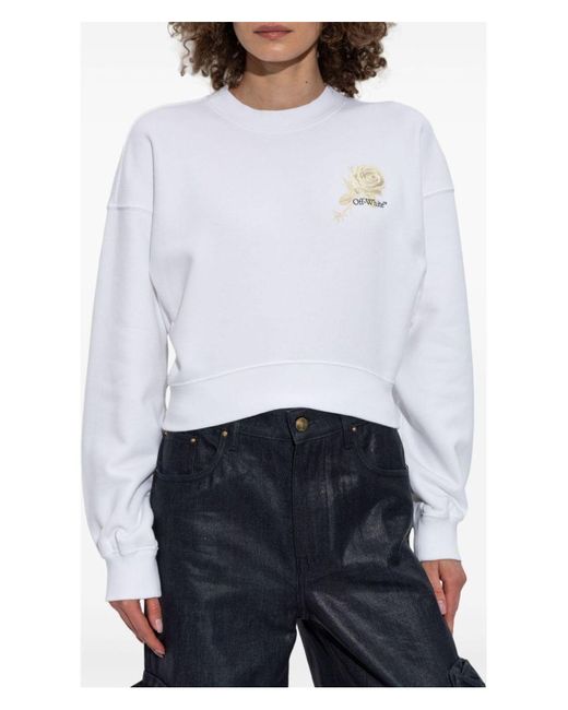 Off-White c/o Virgil Abloh White Roses Arrows Cropped Sweatshirt
