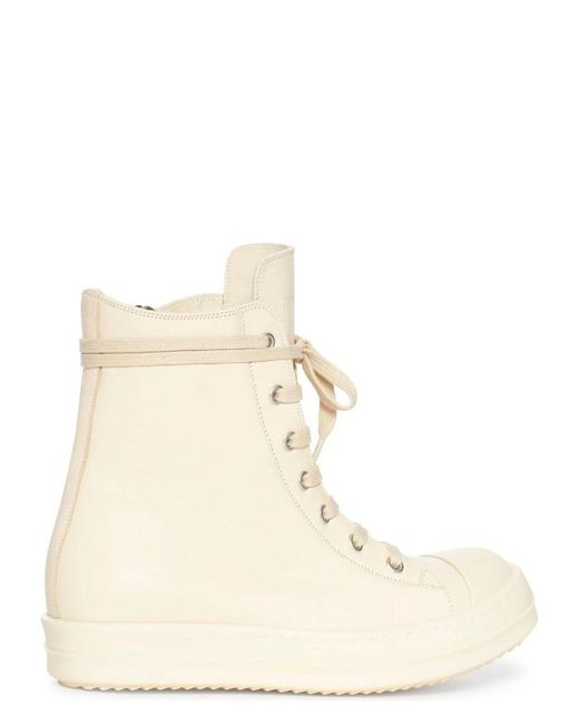 Rick Owens Natural Leather High Sneakers