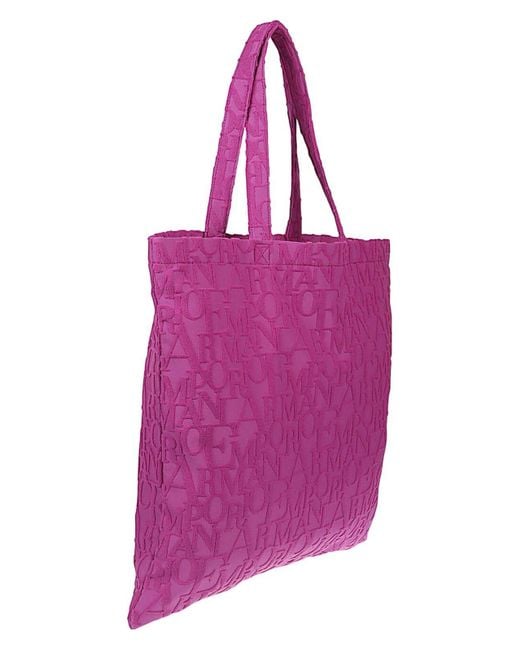 Emporio Armani Purple Striped Beach Tote