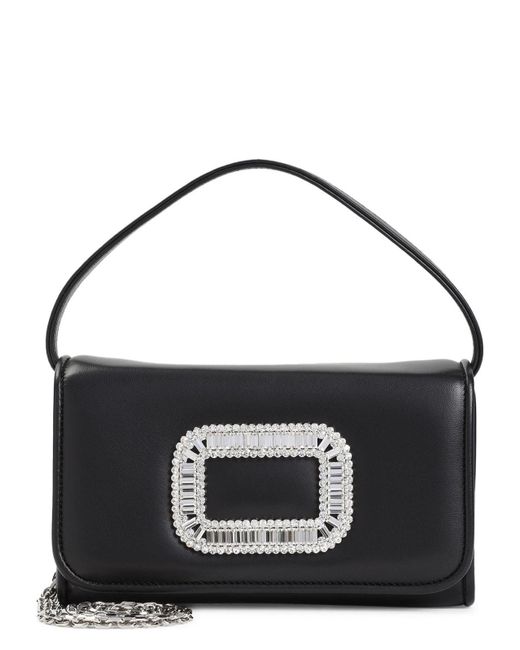 Roger Vivier Black Leather Micro Pilgrim Bag