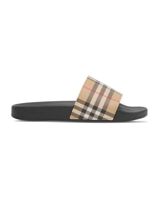 Burberry White Lf Sdl Furley L Chk Slides