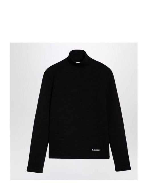 Jil Sander Black Turtleneck Sweater With Logo Patch for men