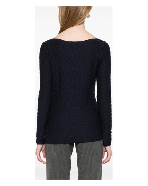 Emporio Armani Blue Jacquard Boat-Neck Top
