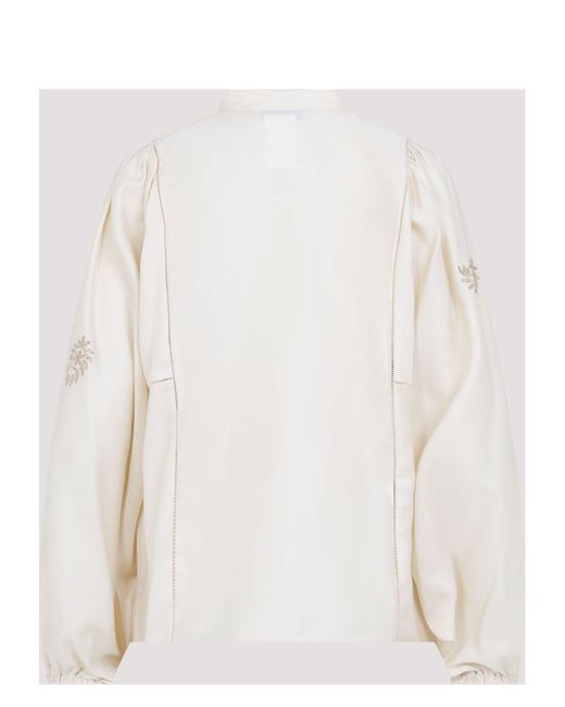 Max Mara White Caladio Ricamo Blouse Top