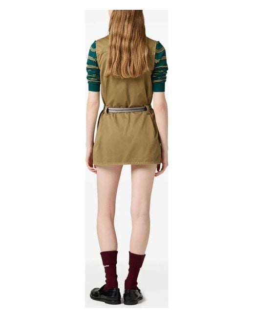 Miu Miu Green Sm Khaki Dress With Golden Buttons