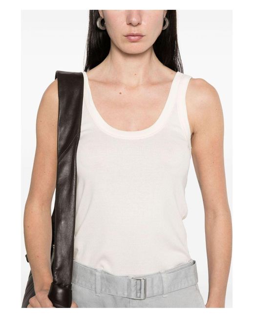 Lemaire White Basic Cream Straps Top