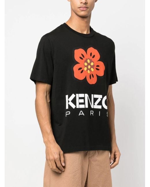 KENZO Boke Flower-print Cotton-jersey T-shirt in Black for Men | Lyst
