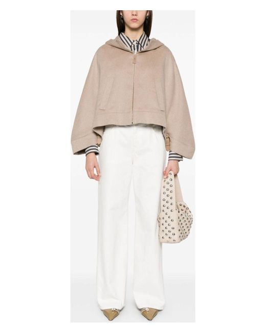 Max Mara Natural Wool Hooded Cape