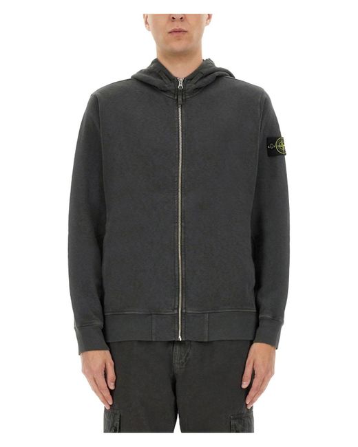Stone Island Gray Cotton Sweater for men
