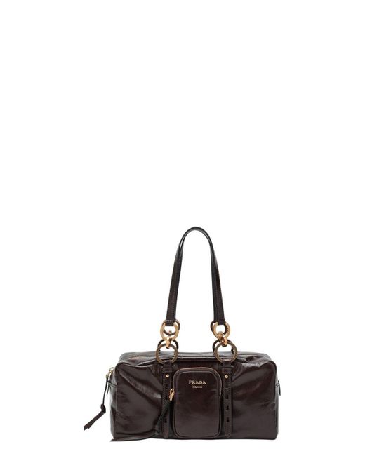 Prada Brown Medium Leather Dangle Bag