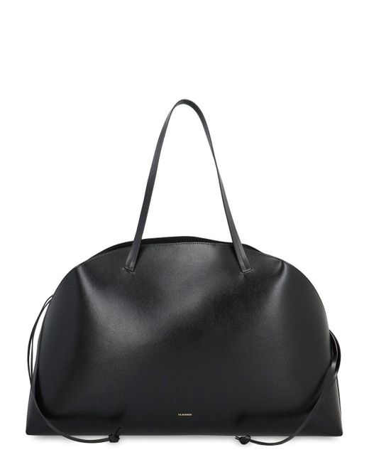 Jil Sander Black Grande Leather Shoulder Bag