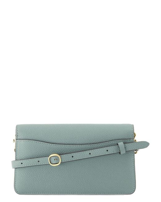 COACH Gray Polished Pebble Leather Tabby Chain Clut