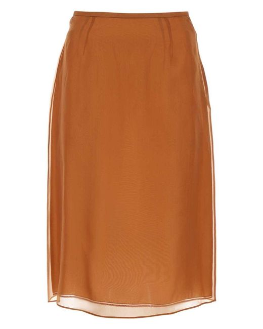 スカート PRADA COPPER ORGANZA SEE-THROUGH SKIRT Prada Copper Organza See-Through Skirt in Orange | Lyst