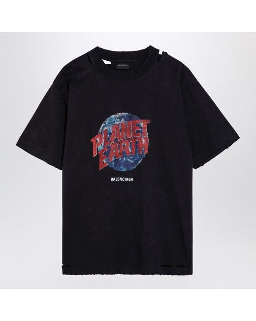 Balenciaga Black Planet Earth Oversize T-Shirt for men