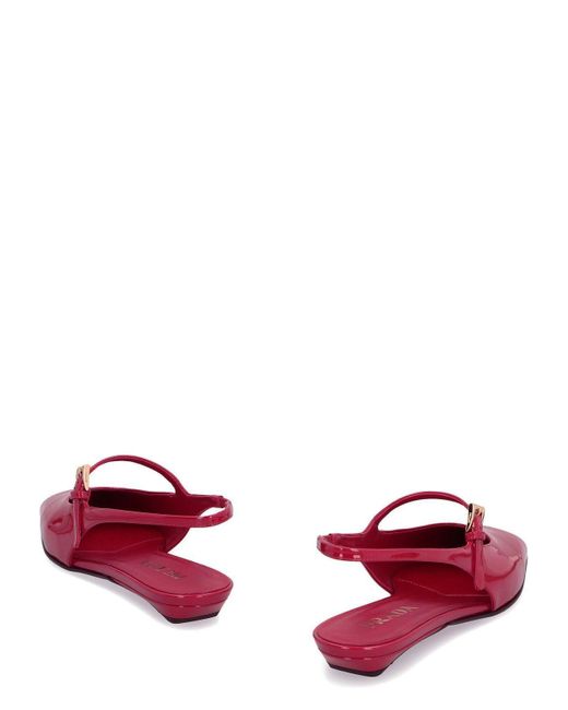 Prada Red Slingback Ballet Flats