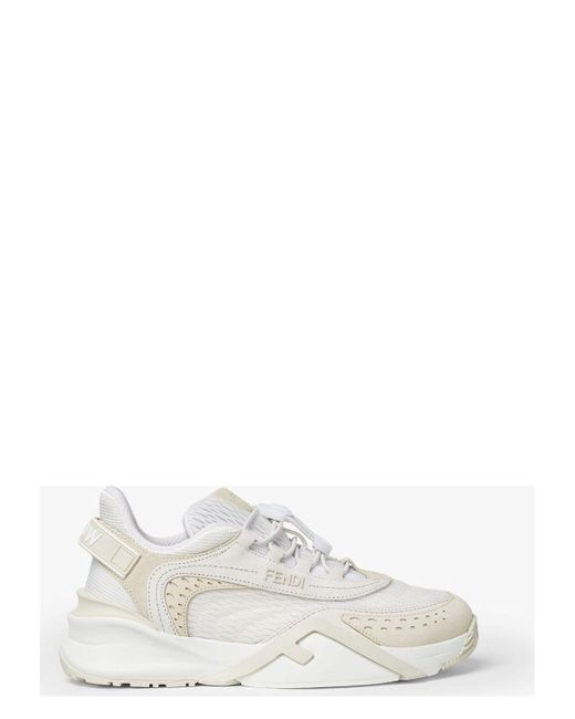 Fendi White Luxurious Calf Leather Sneakers