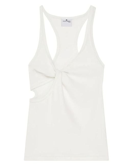 Courreges White Tank Top Twist 90's Rib