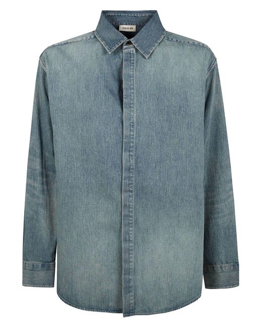 Fear Of God Blue Denim Button Up Shirt for men