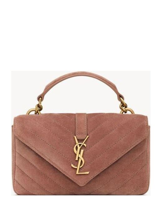 Saint Laurent Natural Ysl C.Wall Mono Suede Satin Ca