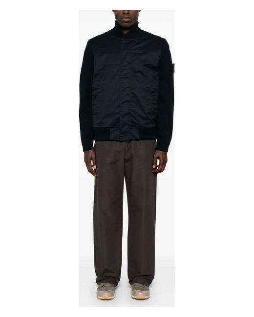 Stone Island Blue Panelled Bomber Jacket for men