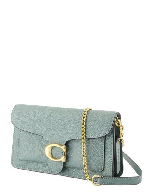 COACH Gray Polished Pebble Leather Tabby Chain Clut