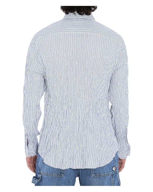 Bottega Veneta Blue Crinkled Cotton Shirt for men