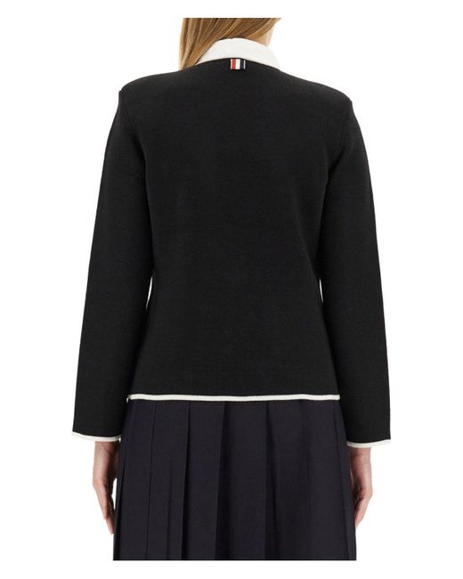 Thom Browne Black Single-Breasted Collarless Jacket
