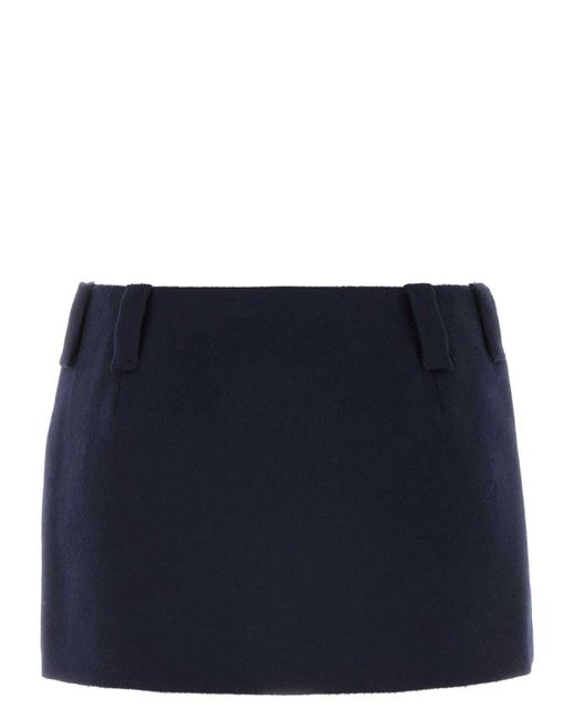 Miu Miu Blue Midnight Wool Blend Mini Skirt