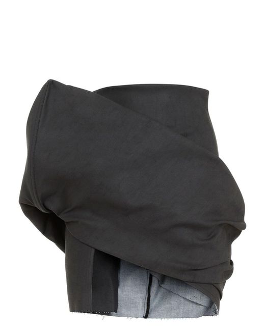 Rick Owens Black Draped Mini Skirt