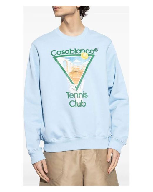 Casablanca Blue Metaphysical Tennis Icon Printed Sweatsh for men