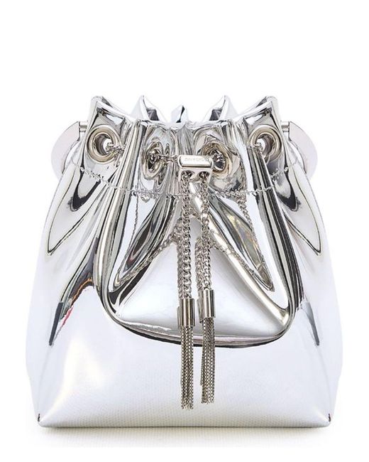 Jimmy Choo White Sleek Metallic Leather Bag
