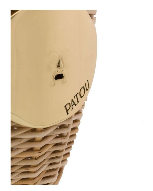 Patou White Wicker Bucket Bag