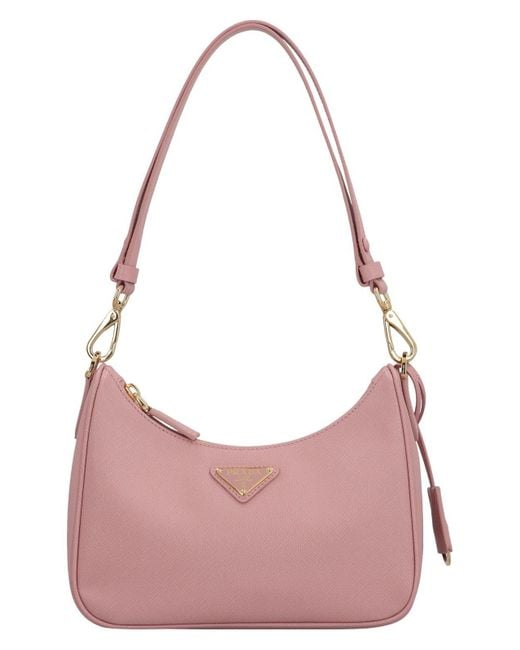 Prada Pink Re-Edition Leather Shoulder Bag