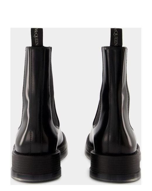 Alexander McQueen Black Leather Float Ankle Boots